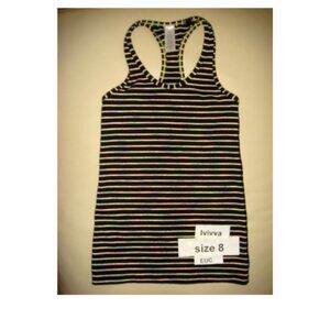 Ivivva Girl by Lululemon 🍋  Keep Ur Cool Racer Tank Top  black multicolour stri